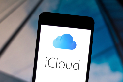 In this photo illustration the iCloud logo is displayed on a smartphone. 